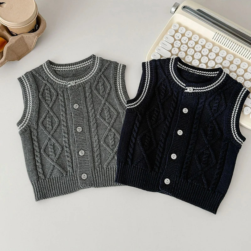 

2025 New Autumn 0-3Yrs Children Clothes Toddler Baby Boys Girl Knitting Vest Newborn Baby Girls Sleeveless Sweater Coat