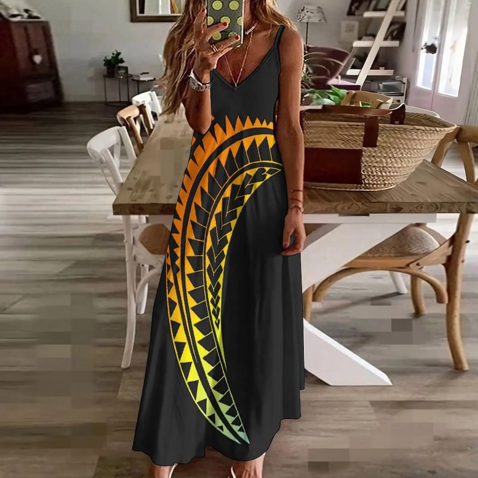 Polynesische mouwloze lange jurk festivaloutfit dames galajurk 2025-jurk