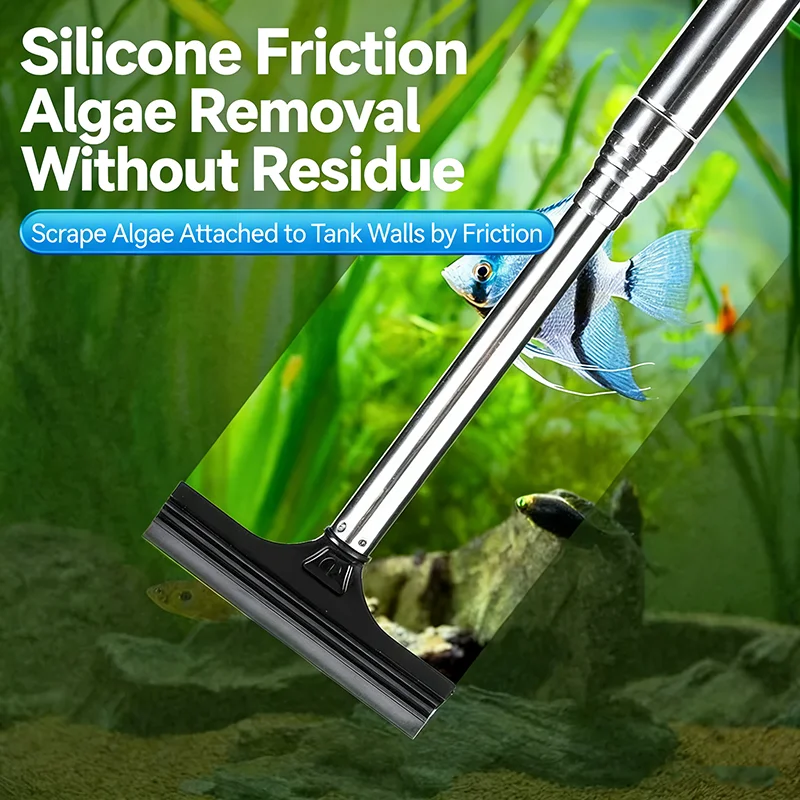 Marine Aquarium Glass Cleaner - Strumento di Pulizia Telescopico, Raschietto per