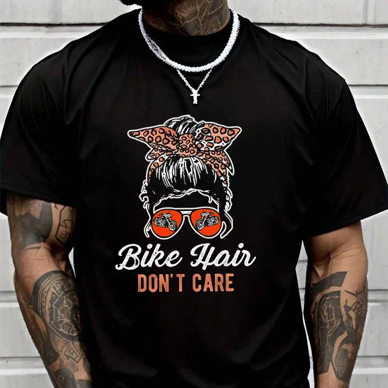 

Новая футболка с принтом для мотоциклистов и байкеров, повседневная, с круглым вырезом, 2026