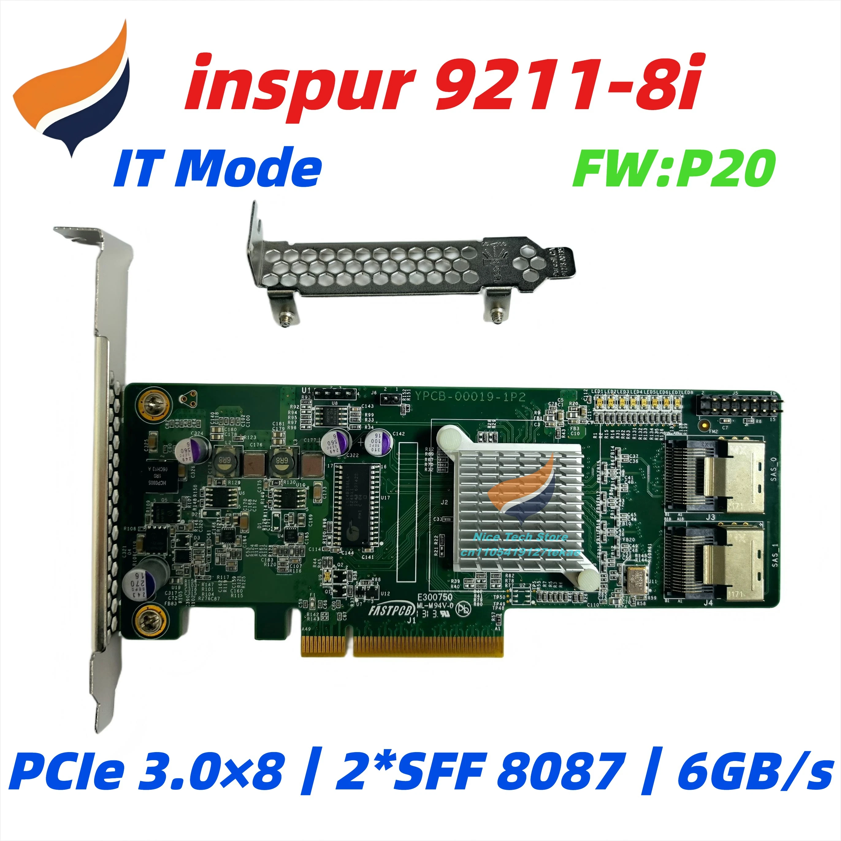 9211-8i inspur IT Mode HBA SAS 6Gbps FW:P20 SATA Controller NAS ZFS unRAID