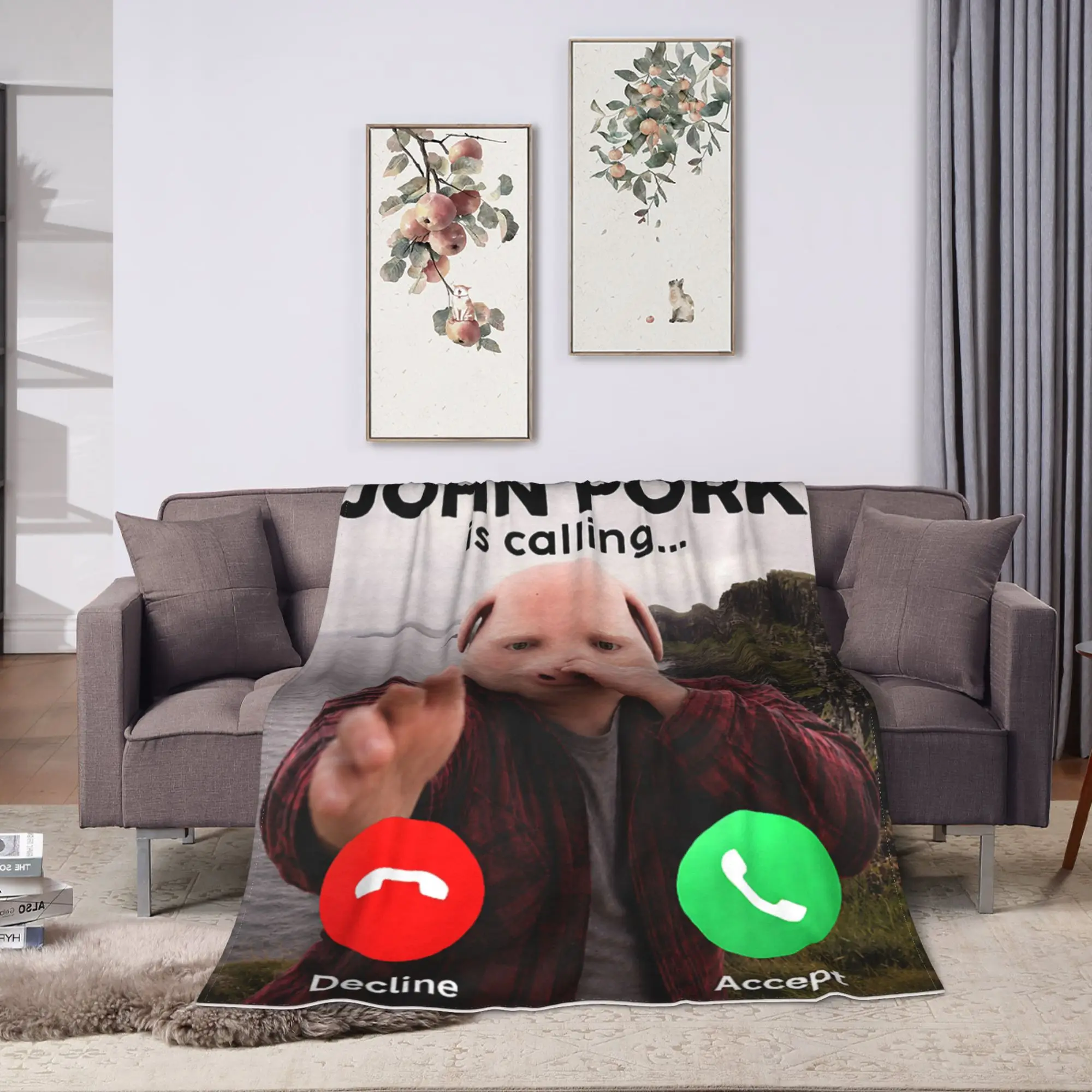 Funny John Pork is Calling Scuba Dance Brainrot Meme Blankets Adults Girls  Flannel Throw Blanket For Outdoor Warm Bedspread
