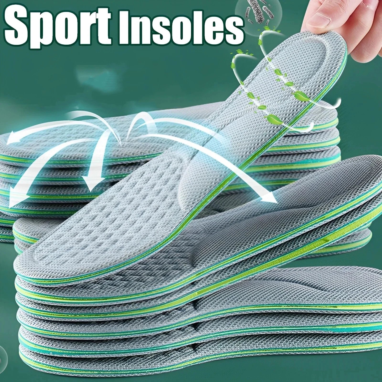 Soft Memory Foam Insoles for Shoes Men Women Deodorant Absorb-Sweat Massage Sport Insole Feet Orthopedic Shoe Sole Running