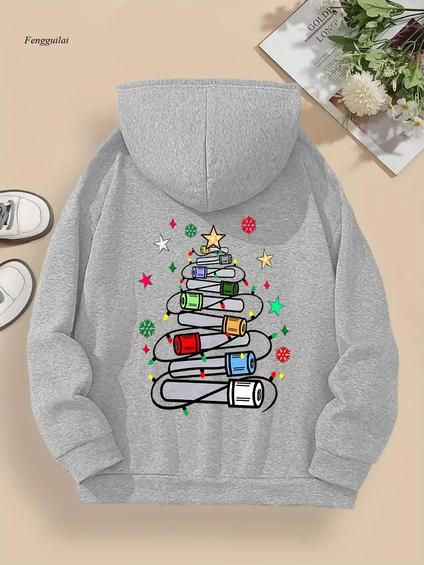 

Рождественская толстовка с капюшоном — дизайн пальто Assistant Lab с надписью «Отряд флеботомии», карманами и возможностью прания в машине