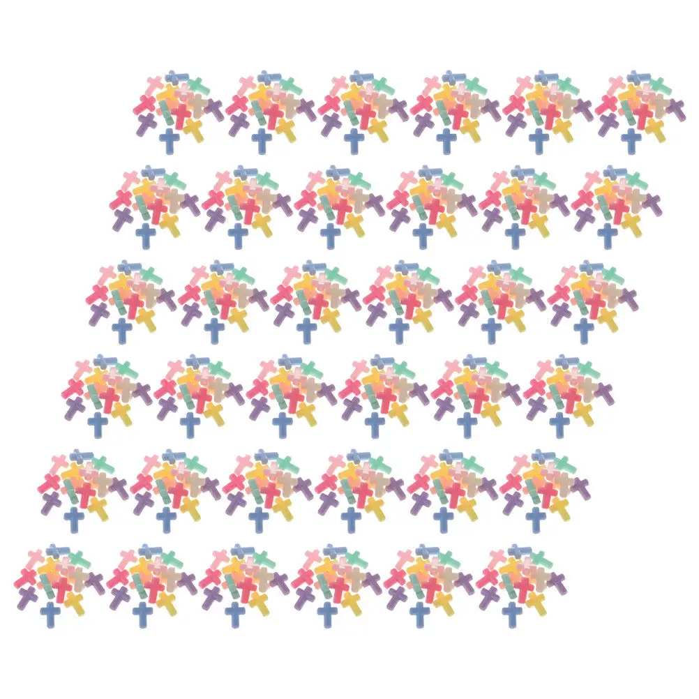 500Pcs Acrylic Cross Beads DIY Jewelry Making for Bracelets Necklaces Keychains Craft Accessories