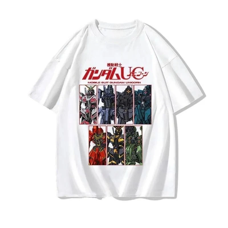 

2025 New Mobile Suit Gundam Anime Joint Short Sleeve T-Shirt Men's and Women's Summer Loose Personality Pure Cotton Top