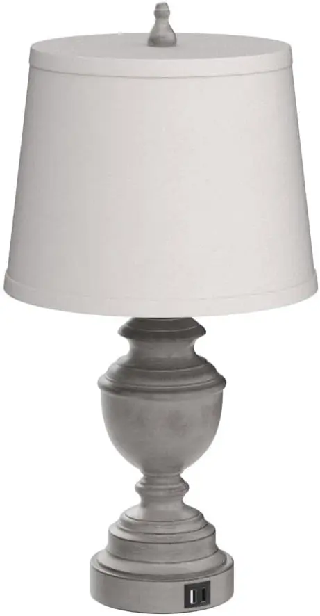 USB 포트가 있는 회색 빈티지 테이블 램프 2개 세트, 침실 침대 옆 탁자용 조광 가능 터치 컨트롤, 농가 스타일