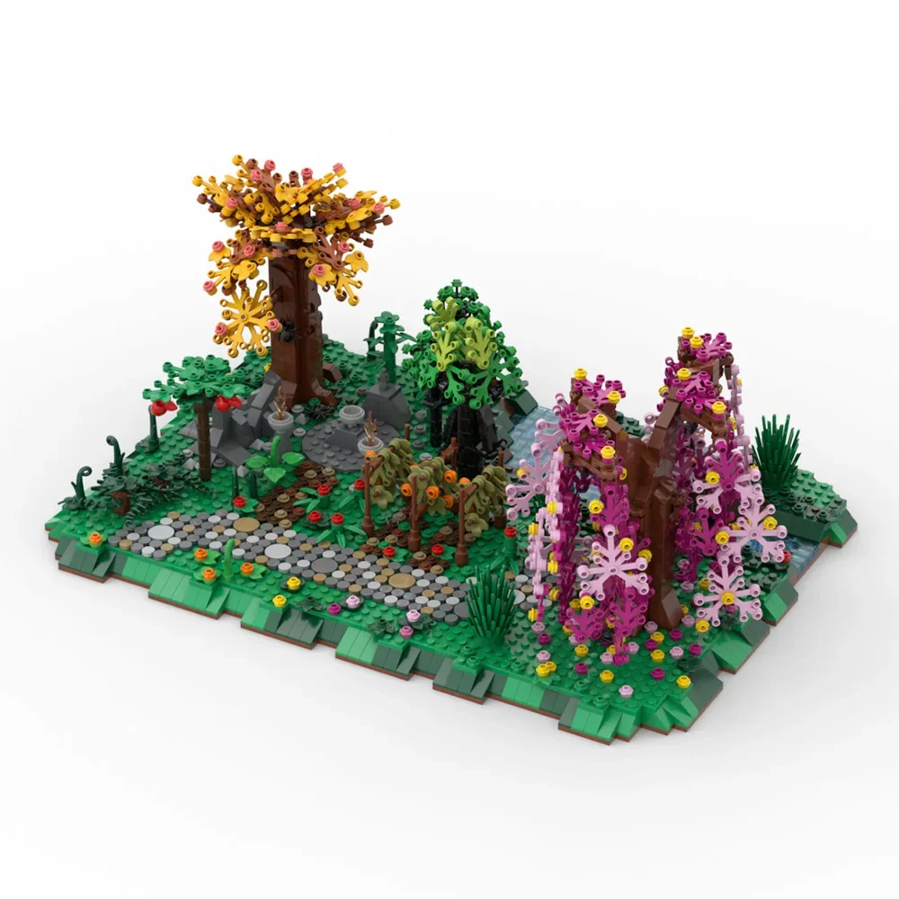 Gobricks MOC Druid Grove Bricks Model Druid House Grove Building Blocks Garden Grassland Flowers Plants Trees Zabawki dla dzieci Prezent