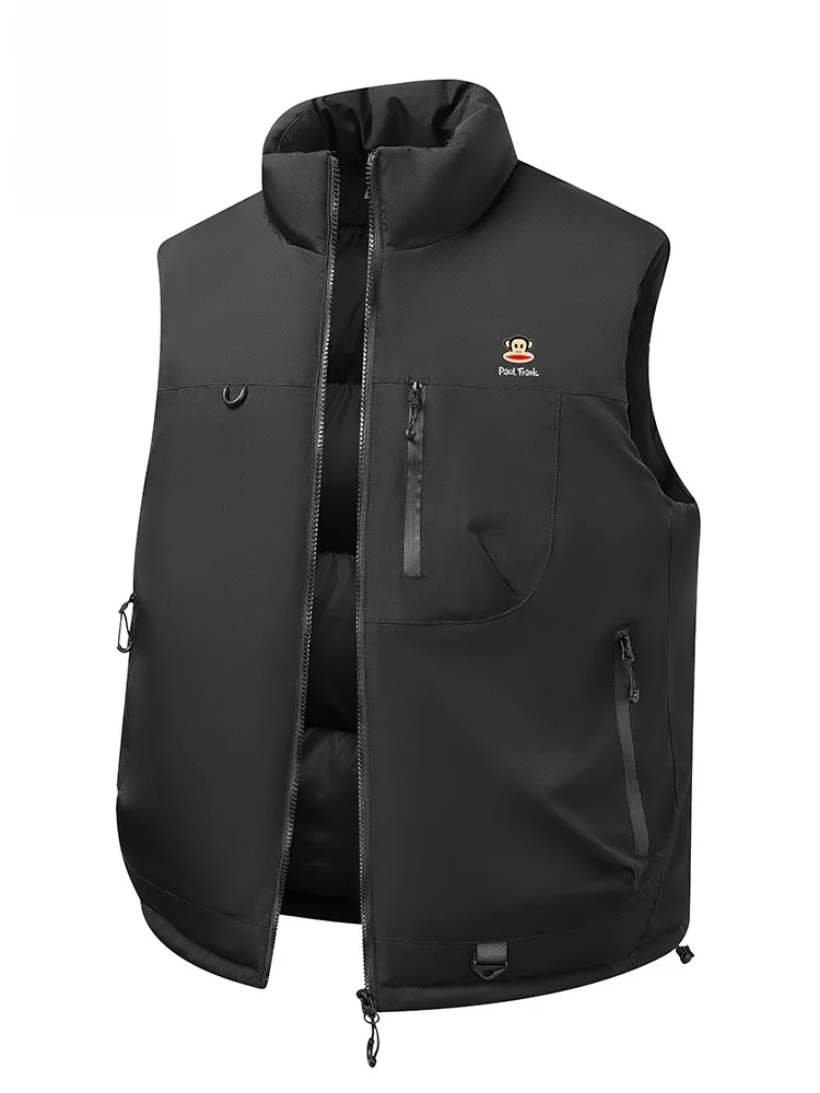 

Новая зимняя повседневная рабочая одежда Paul Frank: мужской жилет с воротником, подплечниками, для активного отдыха, из полиэстера, на молнии