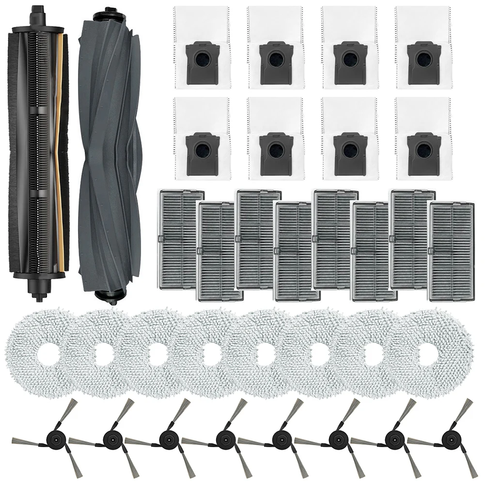 

1 Main Brush + 8 HEPA Filters + 8 Mop Pads + 8 Side Brushes + 8 Dust Bags + 1 Trimming Roller Brush For Mova For Trouver Vacuum