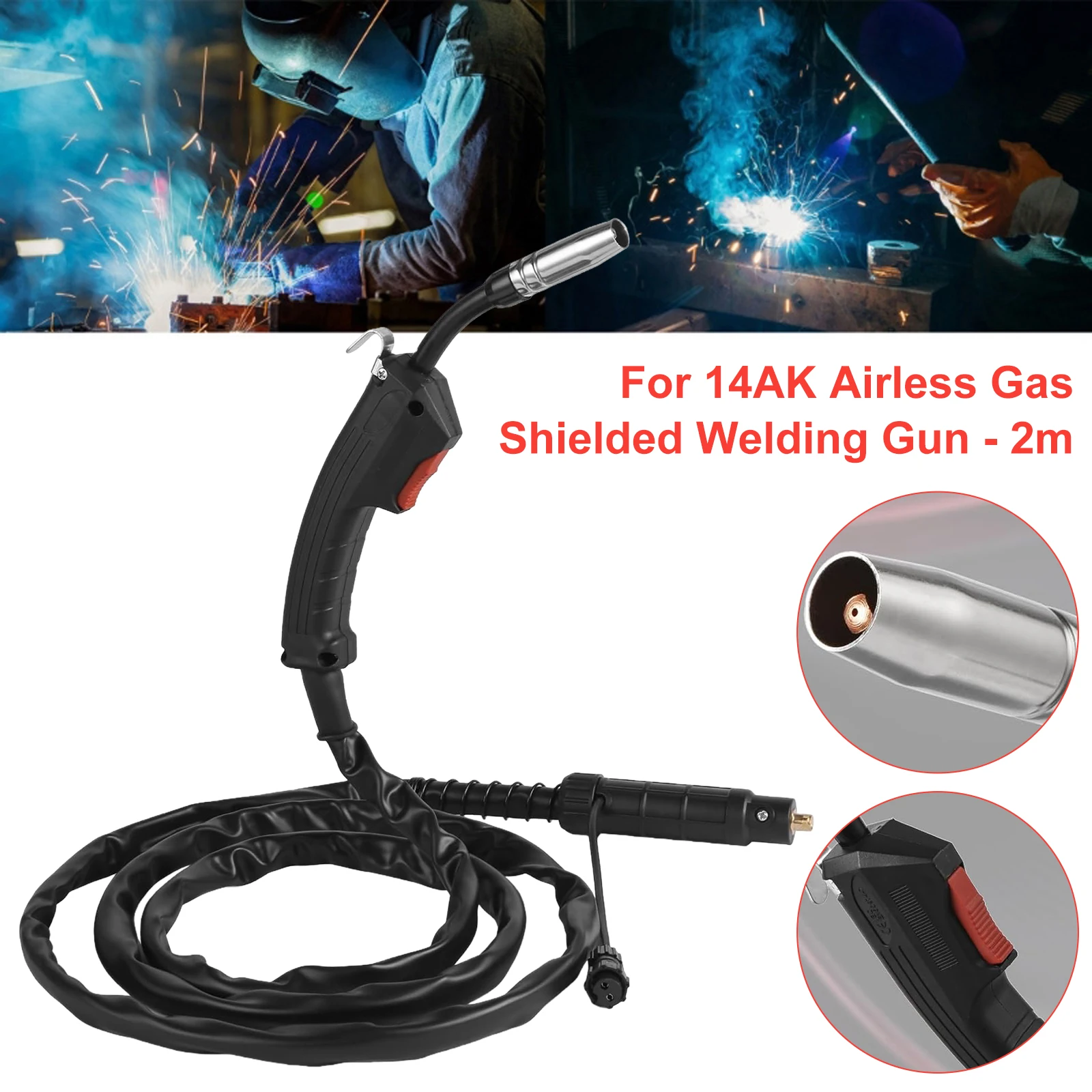 

Semiautomatic F180 180A FLUX 14AK Airless Welding Gun 2M Welding Torch Small Welding Machine Flux Cored Wire