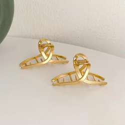 Fashion Hollow Heart Metal Hair Claw Clips Simple Non Slip Mini Gold Geometric Bangs Barrettes Hair Jaws For Women Girls Daily