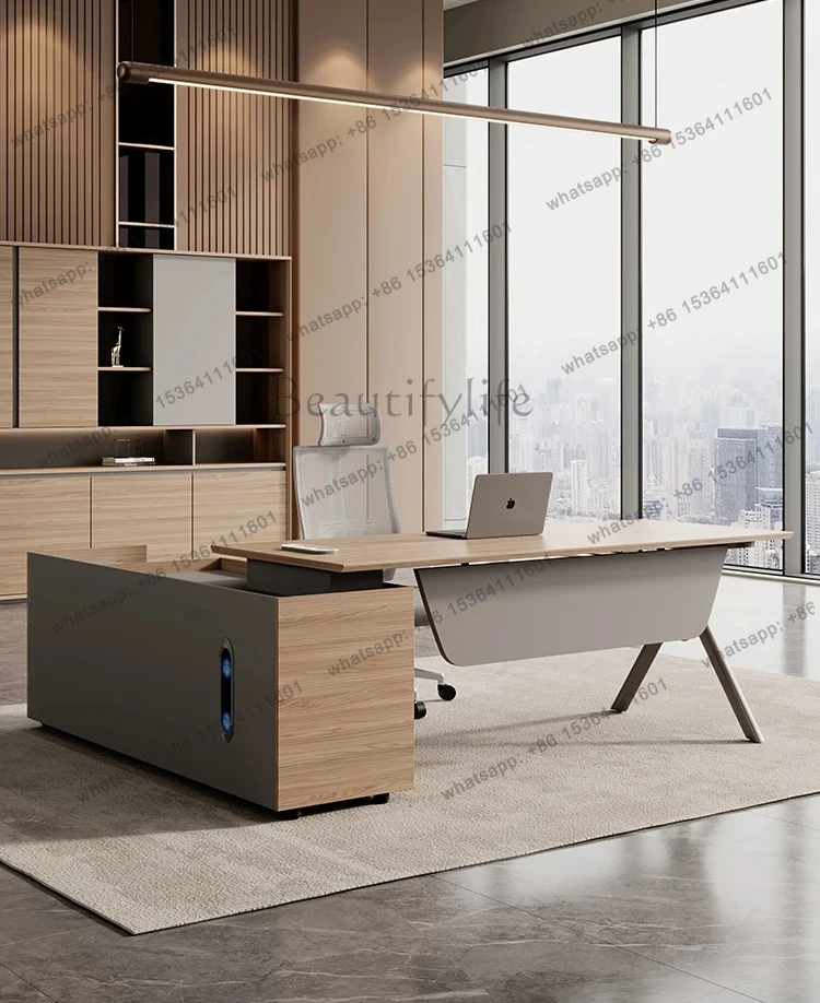 supervisor desk simple modern manager office desk with side cabinet table and chair combination light luxury high sense