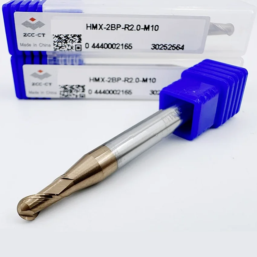 HMX-2BP-R2.0-M10 ZCC.CT HMX-2BP Two edge straight shank long neck short edge ball end mill 2 Flutes Ball Nose End Mill End Mills