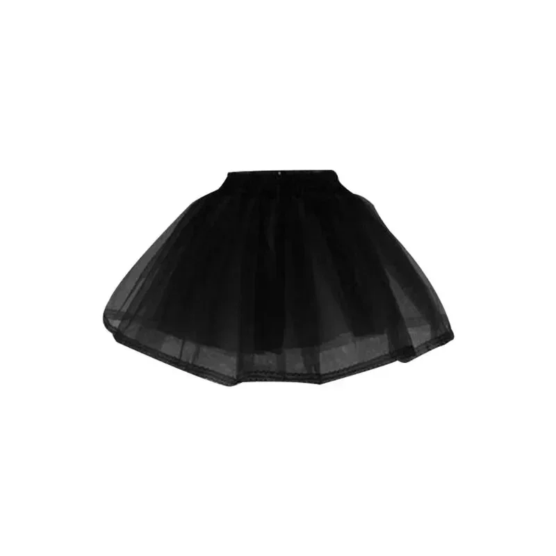 Double Layers Solid Color Short Tulle Petticoats Elastic Waistband A Line Underskirt Crinoline For Wedding Dress