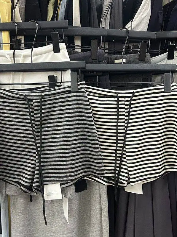 

plus Size 300 Pounds Striped Casual Sports Shorts Women Summer Lazy Home Sleep Pants Slimming Wide Leg Pants Home Comfort