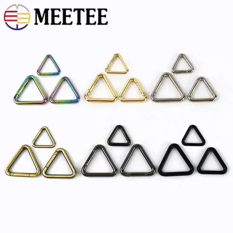 

5/10Pcs 16/20/25/32mm Spring Rings Metal Buckles Openable Triangle Ring Clasp Bag Strap Connector Snap Buckle Keyring Accessory