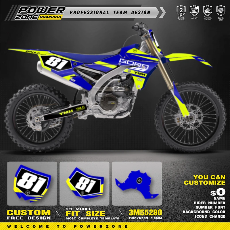 PowerZone Custom Team Graphics Backgrounds Decals Stickers Kit For YAMAHA 14-18 YZ250F 15-18 YZ250FX WRF250  14-17 YZ450F 067