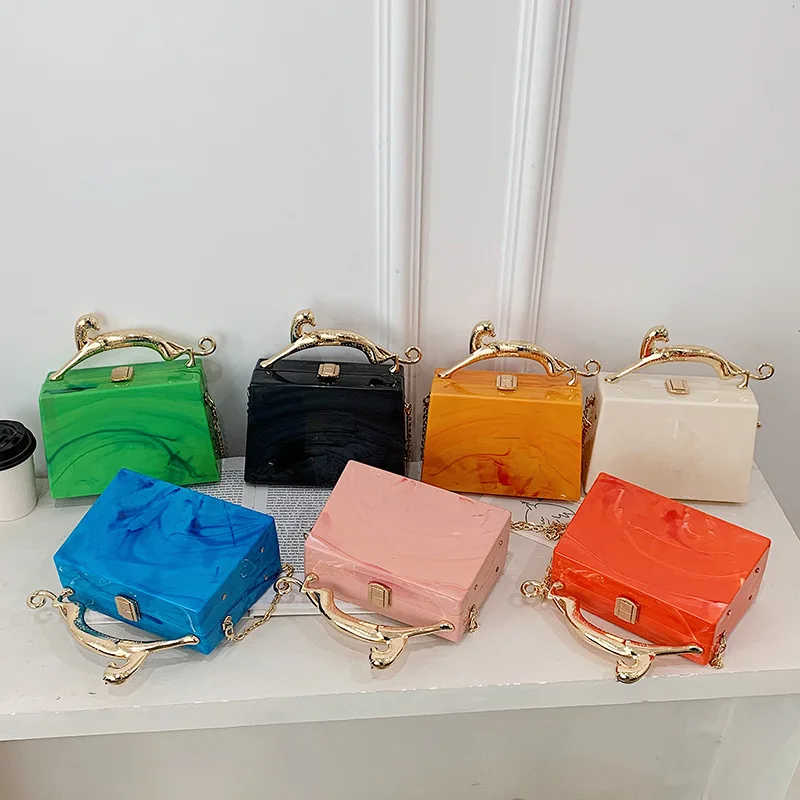 Fashion Acrylic Handbags for Women Trend 2024 Color Evening Box Square Bag Female Unusual High Quality Luxury Woman Shoulder Bag