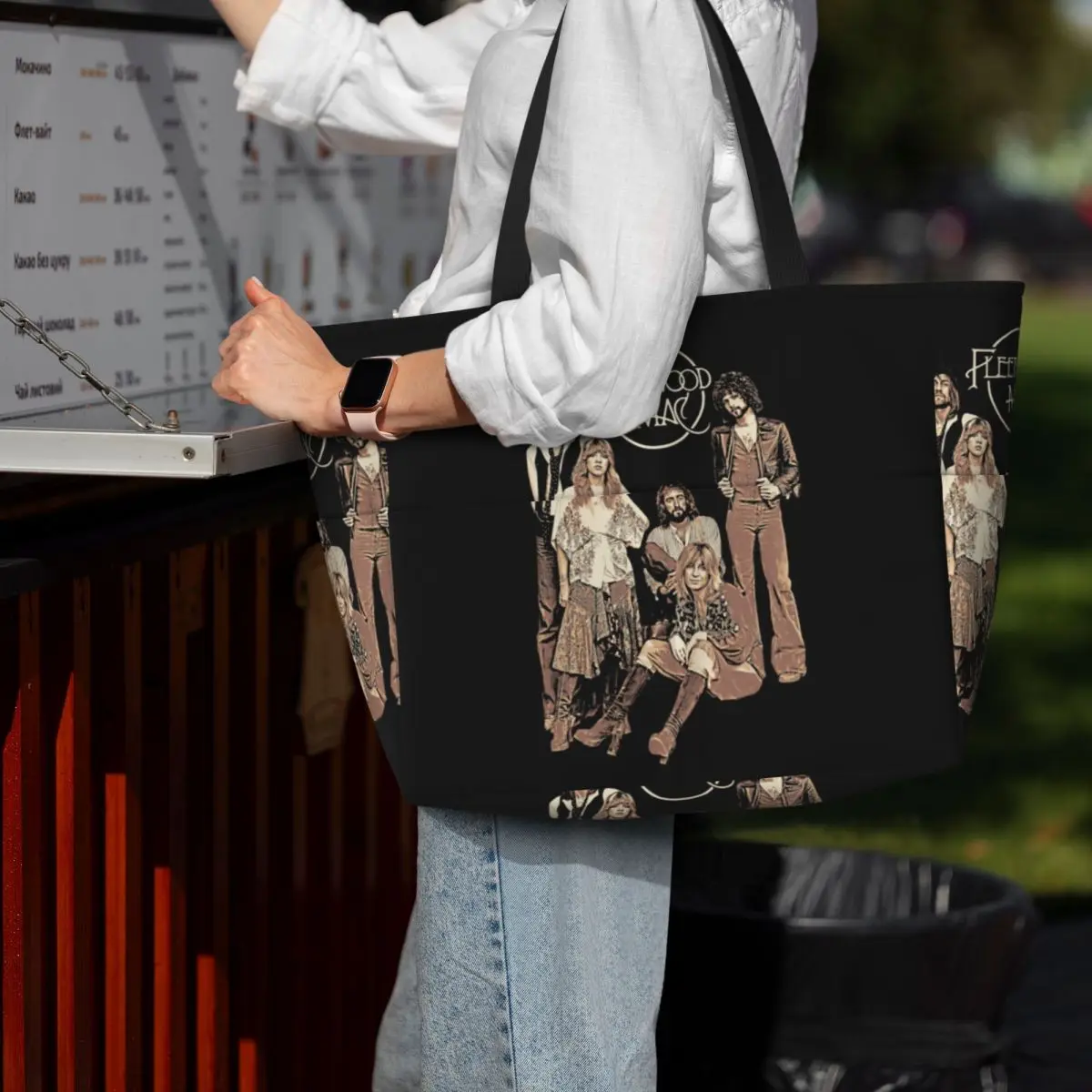 Vintage Fleetwood Mac Beach Tote Bag Sport Gym Yoga Duffle Large Tote Bag Women Travel Bag Fitness bag