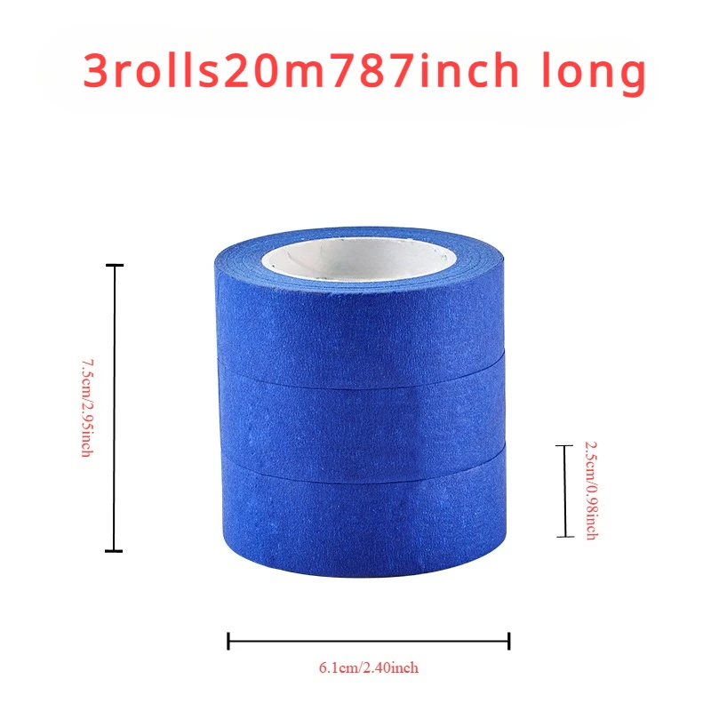 3 Roll/Set Paint Tape Multi-Surface Masking Easy Removal Paint Tape Security Wall Painting Crafts Art Construction Home 20m/Roll
