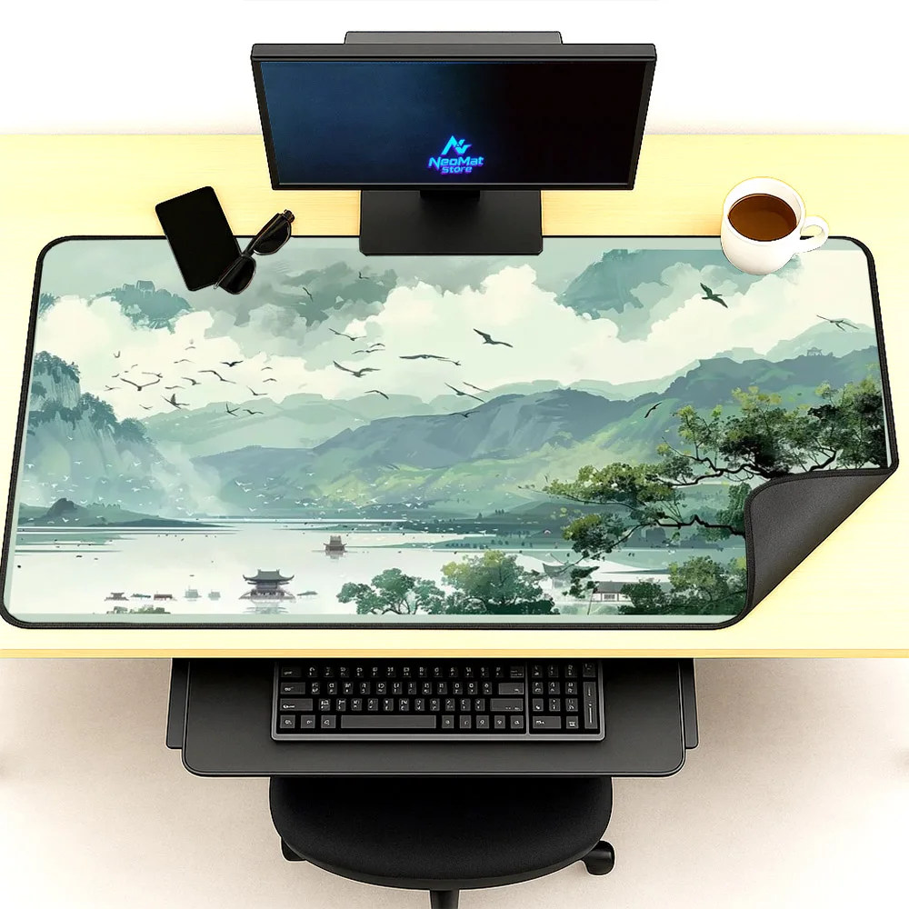 Chinese Landscape Mouse Pad 1200x600 Gamer Decoration Setup Carpet Bedroom Rug Mousepad 5mm Anti Slip Mat Computer Pasd 180x60cm