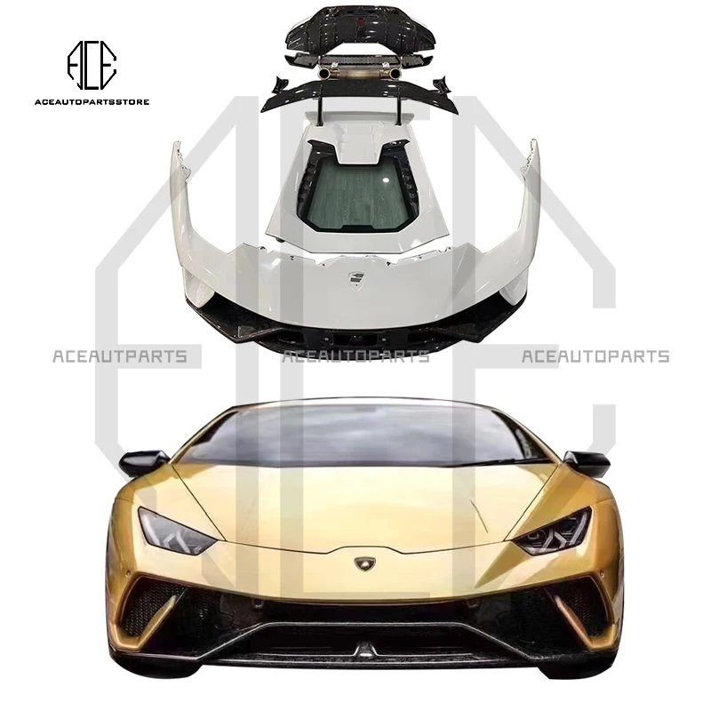 For Lamborghini Huracan LP580 LP610 To LP640 Track Edition Style Body Kit Front Bumper Rear Bumper Hood Spoiler Exhaust