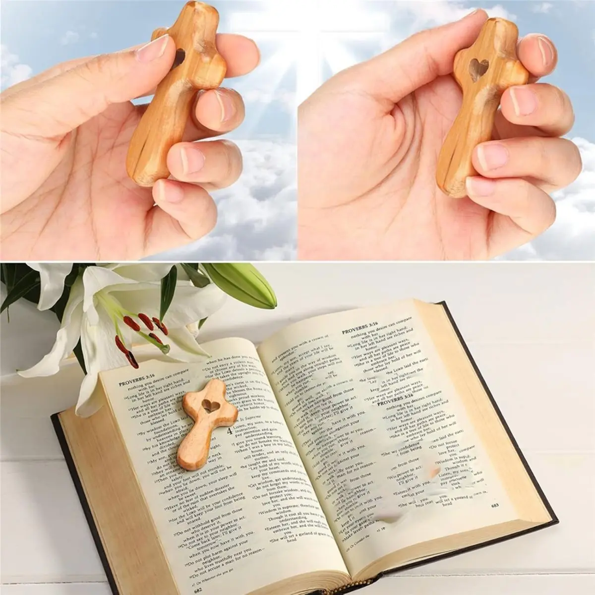 A77K 4Pcs Olive Wood Heart, Wooden Fidget, for Christians Prayer, Relieve Fingertip Pressure, for DIY Necklaces