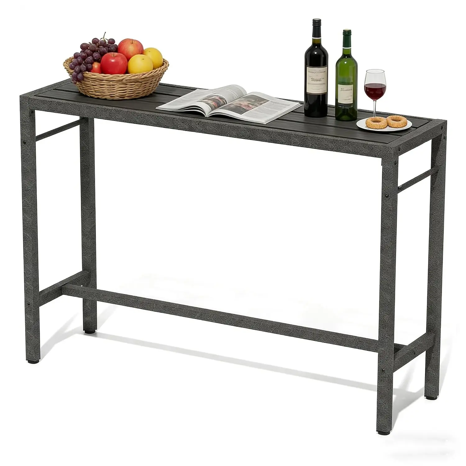 

Outdoor Patio Bar Table, 55" Rectangular Counter High Top Table,Metal Pub Height Bistro Deske for Balcony,, Customized