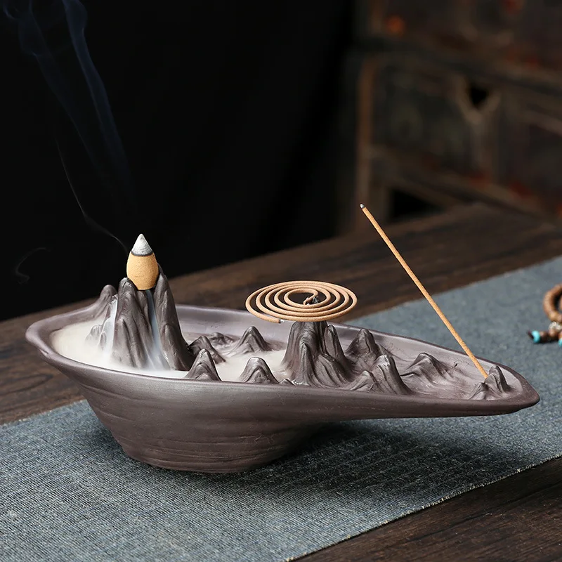 High mountain water reflux incense Furnace handraft Reverse incense Line incense casting Furnace Yoga Home ornaments candle Aromattherapy seat psychotherapy incense Furnace is suitable for gifts