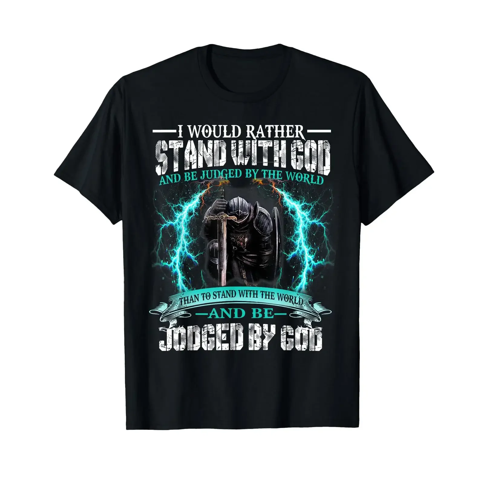 I Would Rather Stand With God Knight Templar T Shirt vintage Washed Casual designer clothes Stretched Breathable fashion