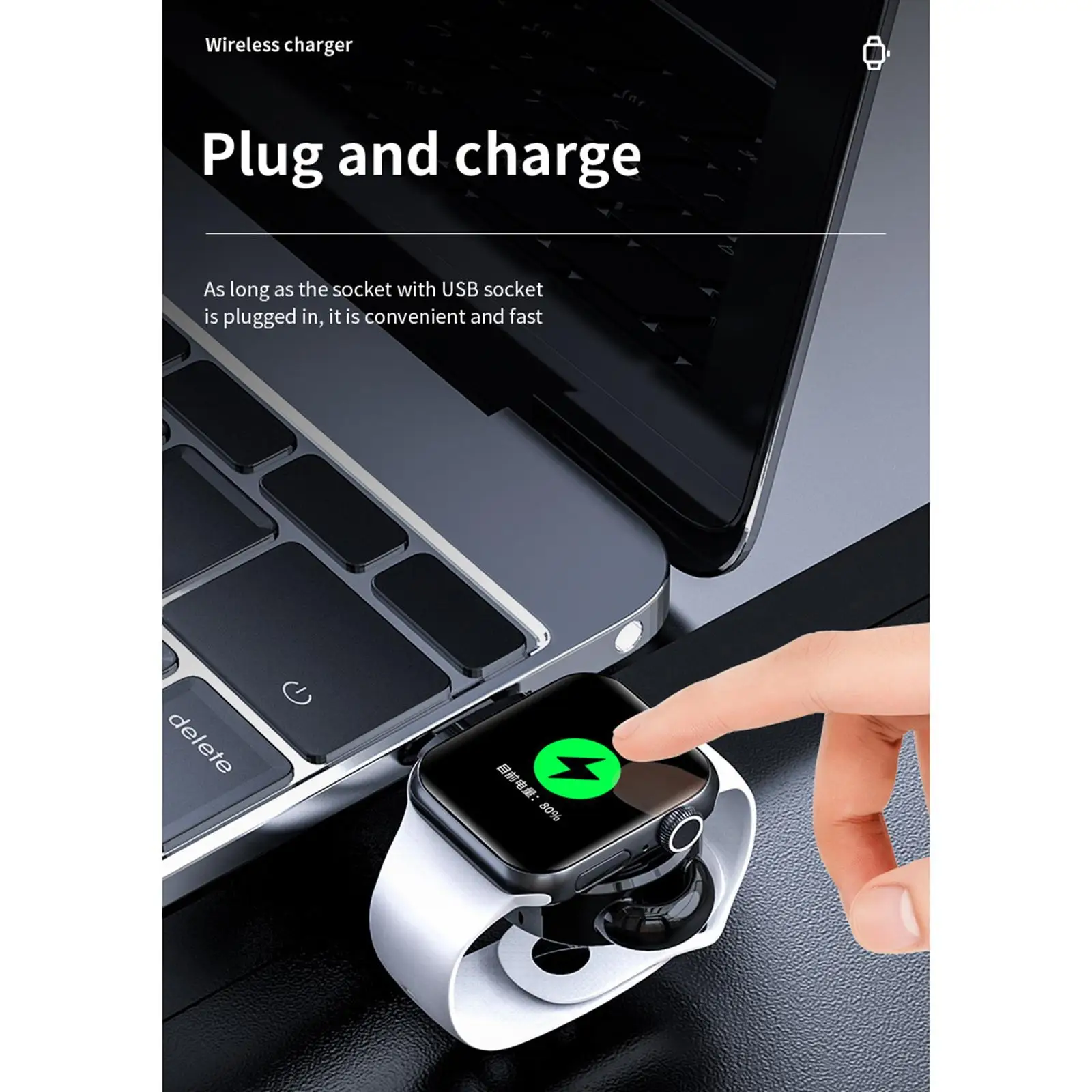 Wireless Watch Charging Station USB Magnetic Charger Cable Keychain Design for Apple Watch SE 6 5 4 3 2 1 Lightweight Outdoor - view 3