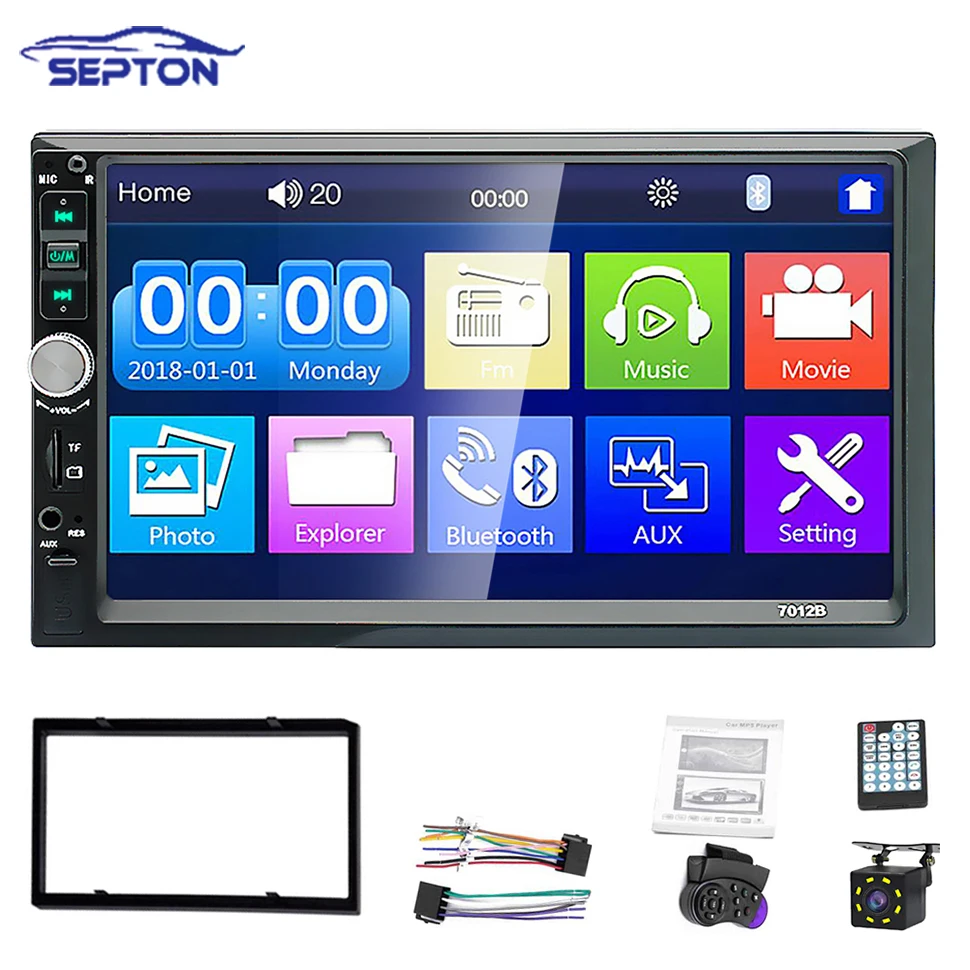 SEPTON 7inch Car Radio Touch Screen radio BT Stereo12V 2 Din for Universal Car MP5/FM/BT/USB Multimedia Video Player 2Din CE