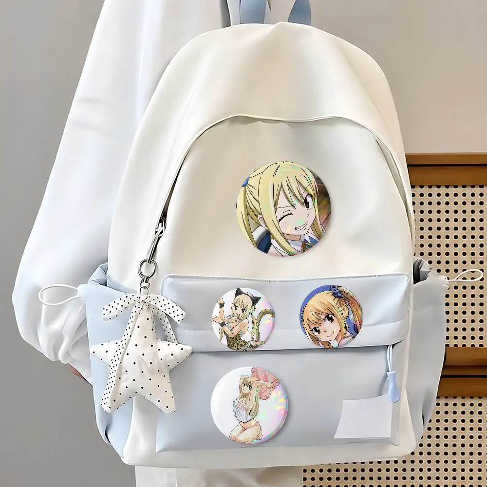 Lucy He-artfi-li-a Creative Round Button Pins Badge Set Cartoon Anime Movie Music Pattern Brooches For Bags Jackets
