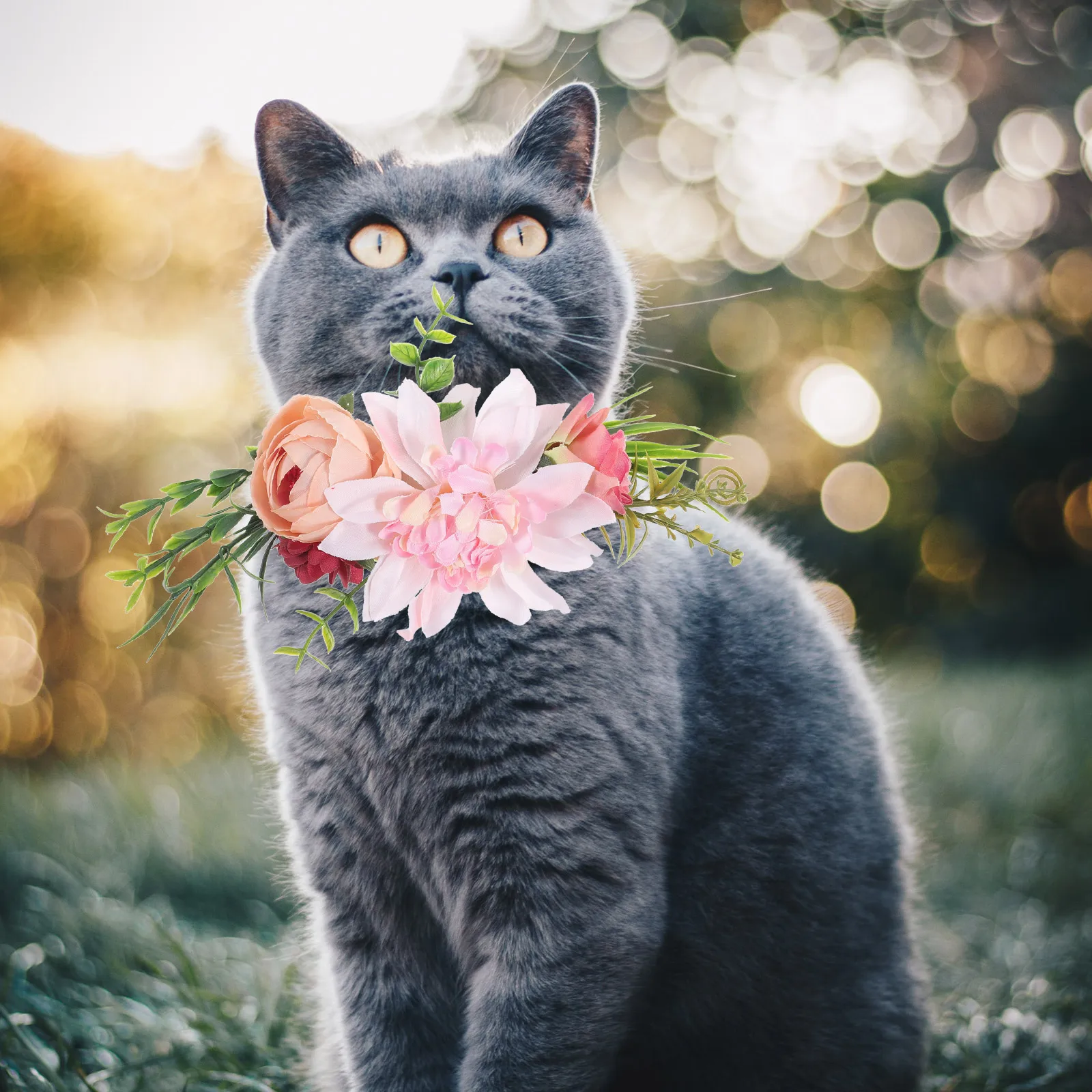 

Artificial Flower Hairband Spring Outdoors Adjustable Pet Headwear Dog Cat Wreath Dog Wreath Dress Up Accessories