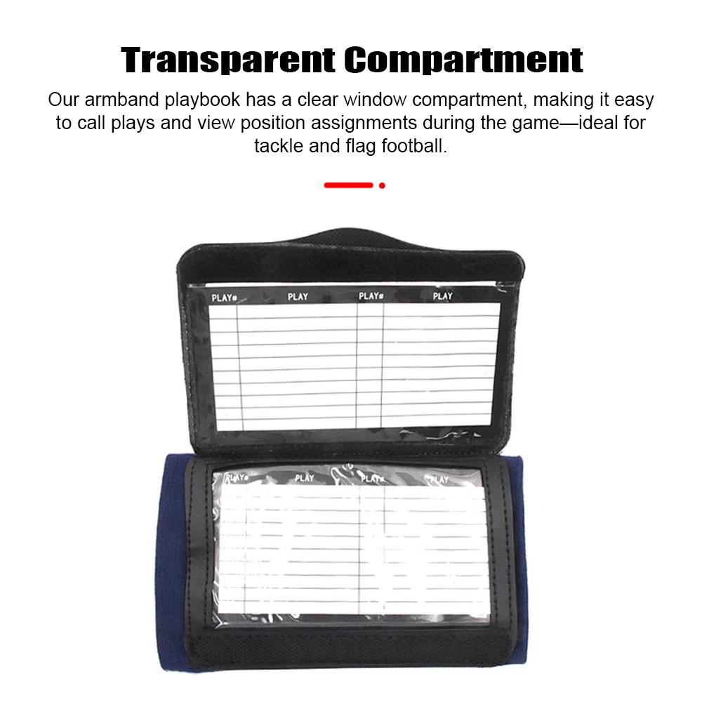 สายรัดข้อมือสำหรับเล่นฟุตบอลพร้อมหน้าต่างใส สมุดวางแผนการเล่นฟุตบอล บาสเก็ตบอล ซอฟต์บอลแบบมืออาชีพพร้อมสายรัดแขนที่มีความยืดหยุ่นดี