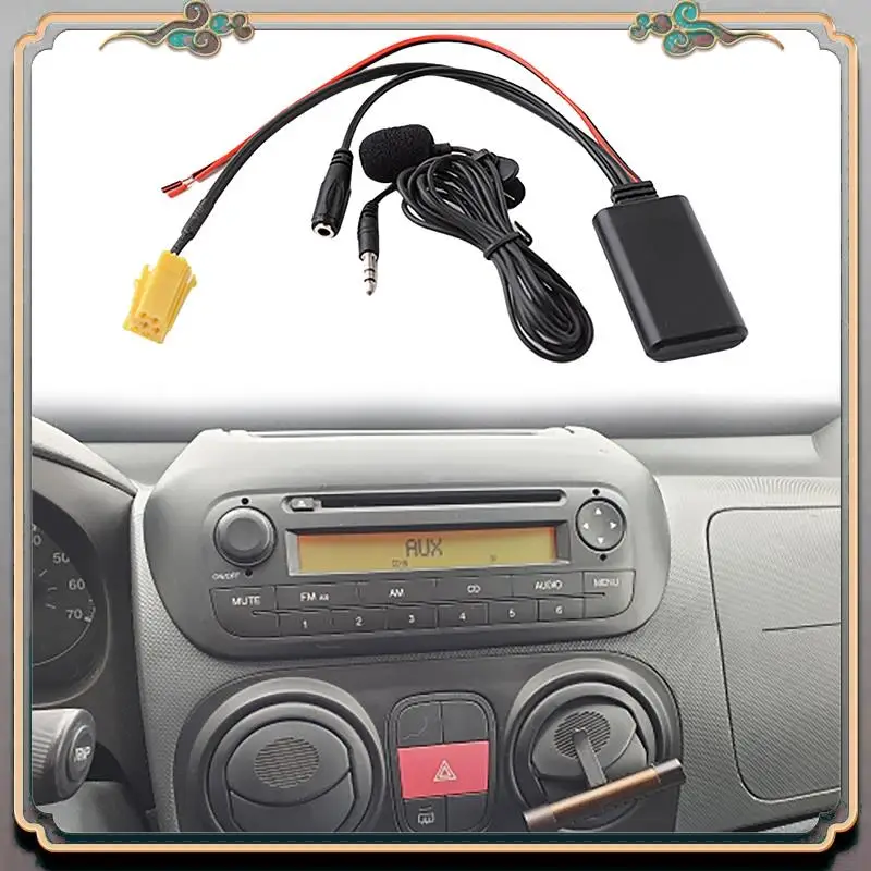 A73Q-Car Radio 6Pin Mini ISO AUX IN Replacement 3.5MM Audio Bluetooth 5.0 Microphone Cable For Fiat Bravo Panda Punto