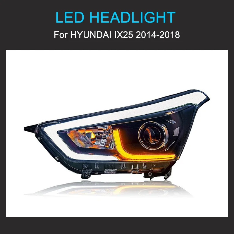 1 Pair LED Headlight Assembly for Hyundai IX25 Creta 2014-2018 Headlights Plug and Play with LED DRL Dynamic Turning Head Lamps