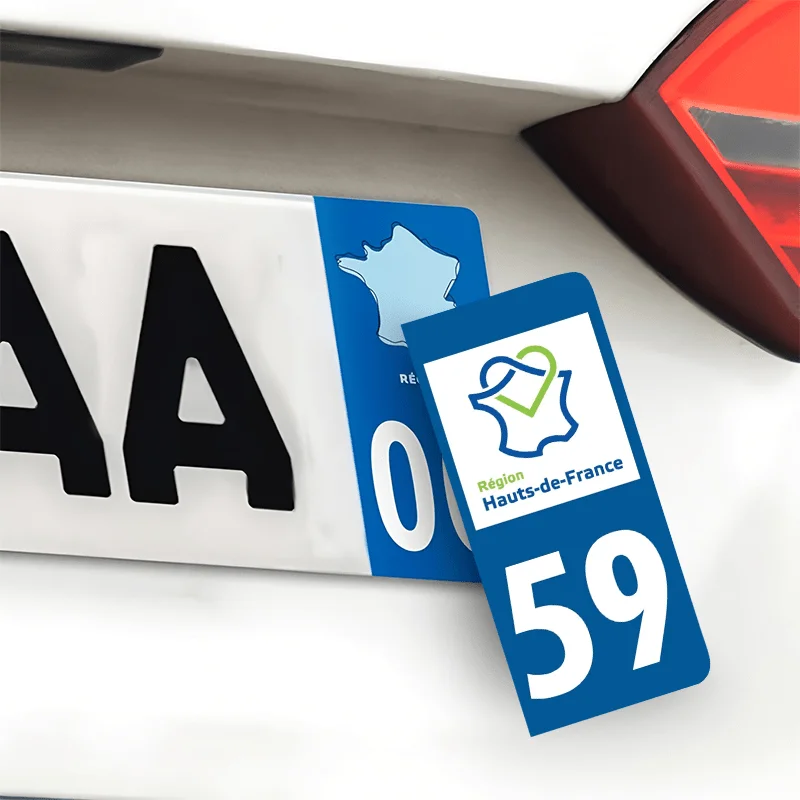 2Pcs Set Hauts-de-France 59 Vinyl Sticker, Waterproof Decal for Vehicle License Plate