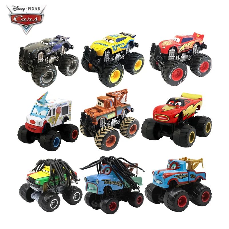 Disney Pixar Cars 2 3 Wrestler Mater High legged Lightning McQueen Racing Series Metal Alloy Vehicle Kids Collection Toys Gift