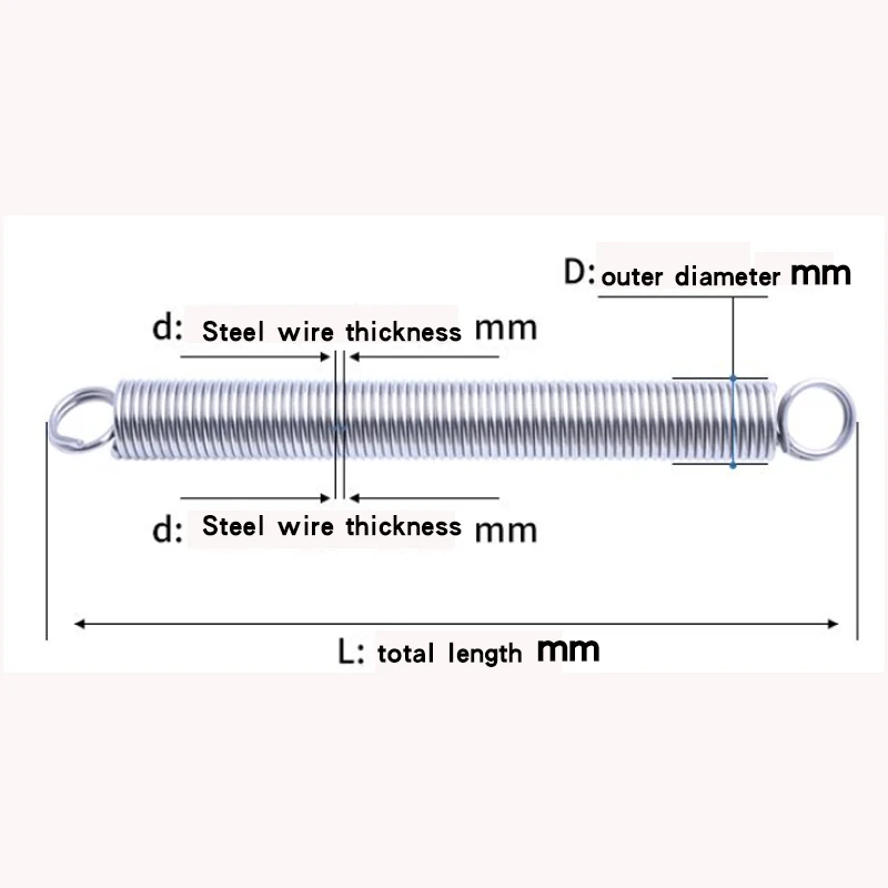 Diâmetro do fio 0.3/0.4/0.5mm tensão da mola de retorno de tensão micro primavera 304 pequena mola de tensão da mola de tensão 10pcs