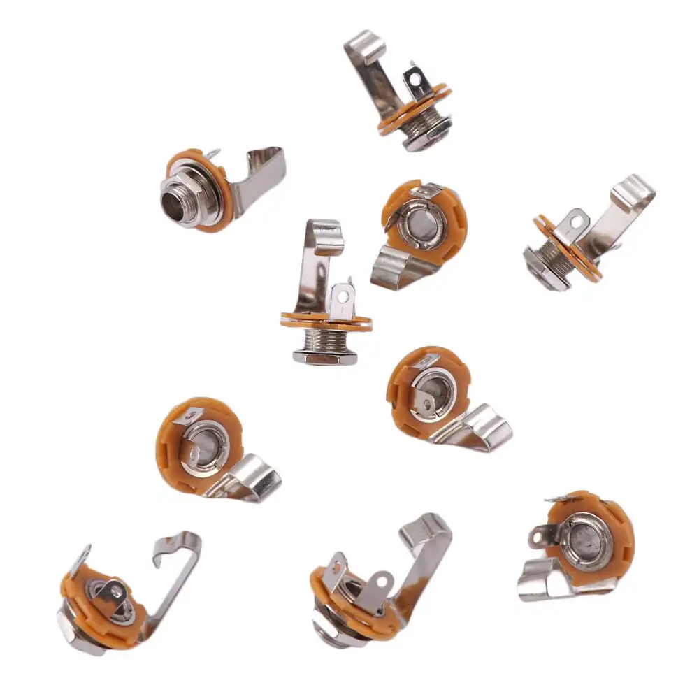 10pcs Plug Socket Electric Guitar Input Jack Metal 1/4