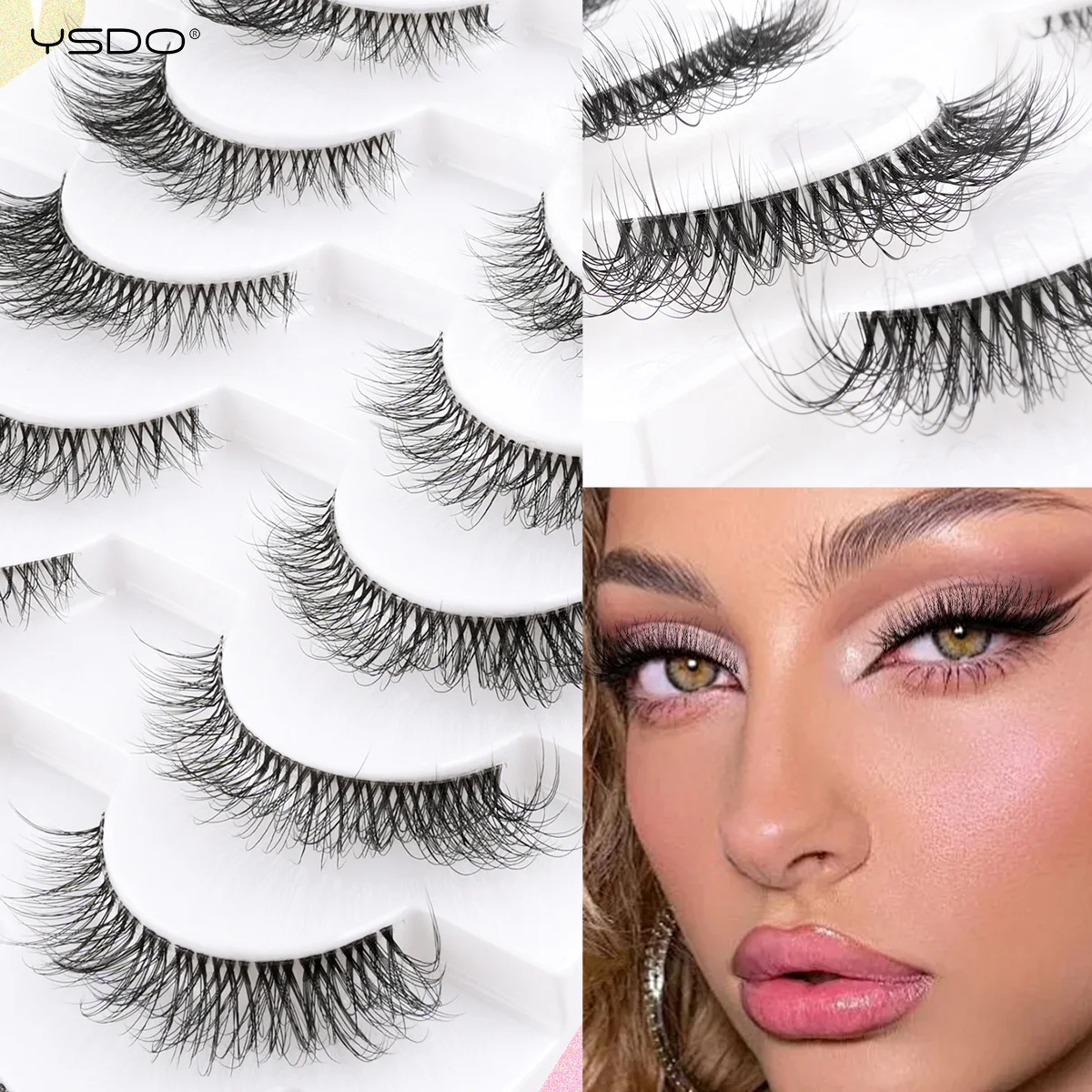 YSDO Manga Falsche Wimpern Natürliche Lange Wimpernverlängerung Flyffy Wispy 3D Nerz Volle Wimpern Natürliches Make-Up Faux Cils Maquiagem