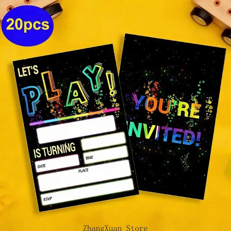 20 Stück/Packung auffällige Geburtstagseinladungen, handgefertigte Neon-Designs, Einladungskarten für unvergessliche Partys, 3 x – Detail 3