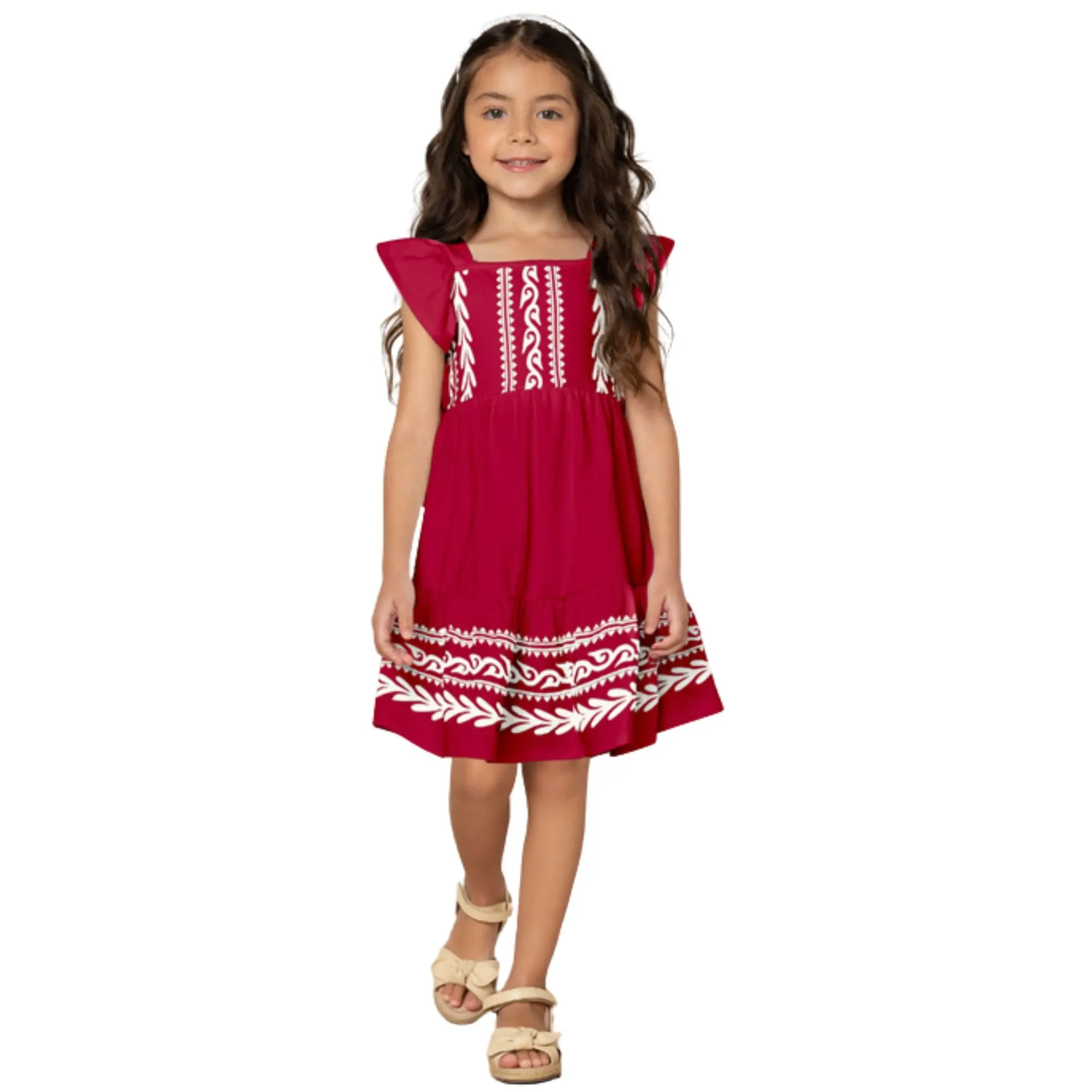 Luxury Dress Milon Girl Red Cotton Children Party