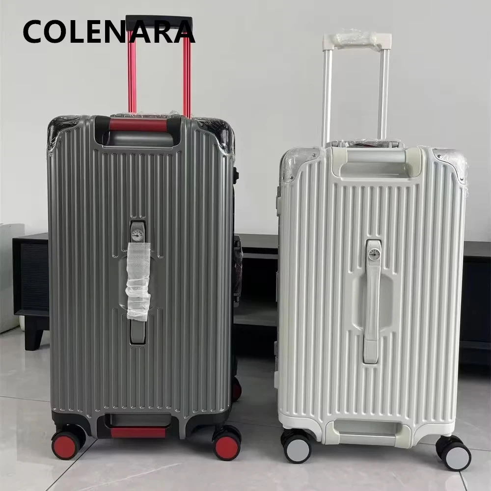 COLENARA الألومنيوم الإطار حقيبة سعة كبيرة حقيبة تروللي بعجلات 26 "28" 30 "32 بوصة الأسرة أساسيات السفر الأمتعة النسائية #3