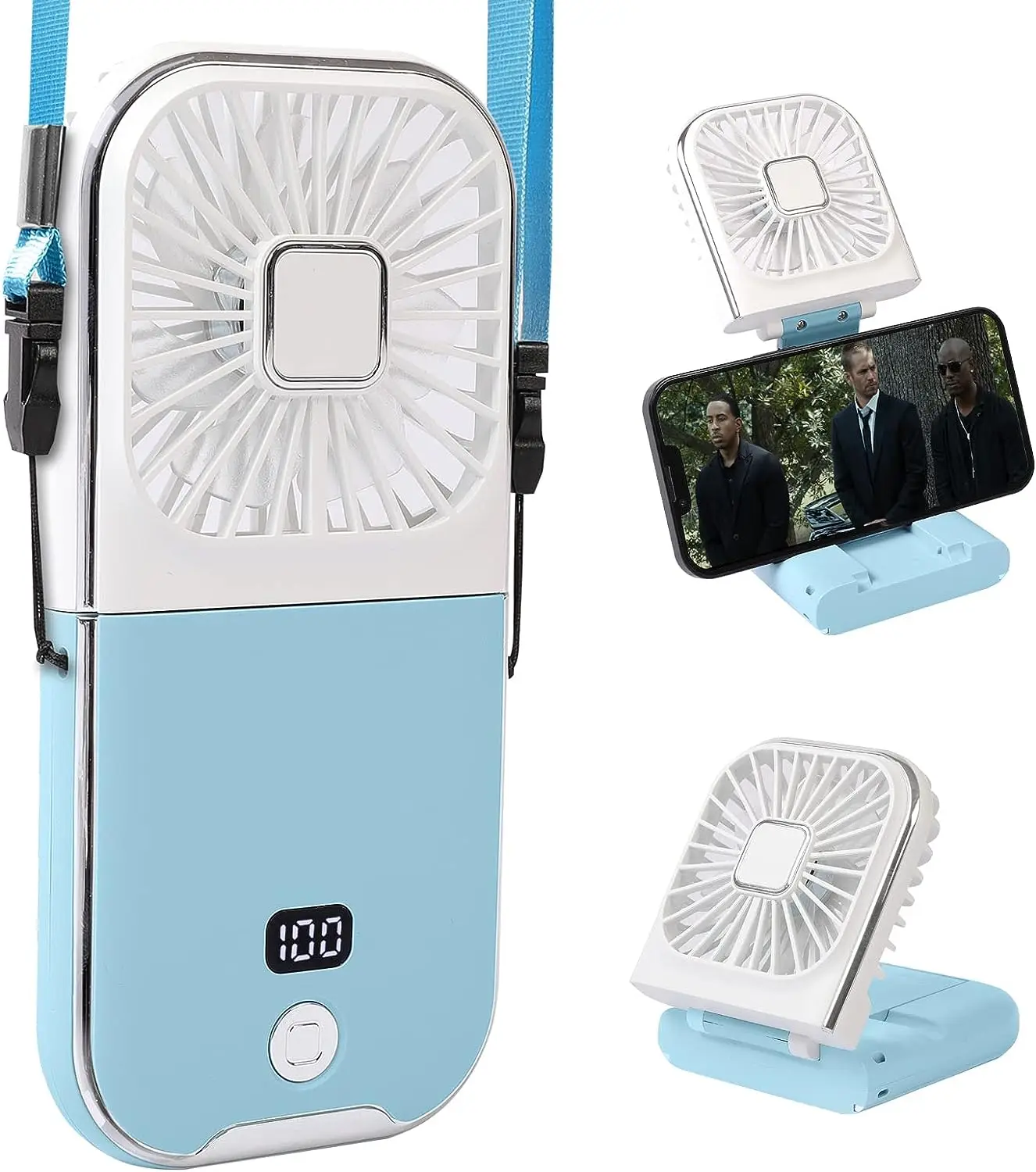 

4-10 H Work Time Rechargeable Quiet Mini Personal Handheld Hanging Neck USB Fan Desktop Portable Travel Outdoor Camping Type C