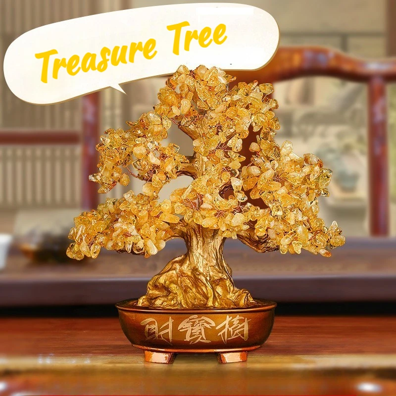 

Pure natural lucky citrine fortune tree ornament treasure tree living room company store entrance housewarming opening gift