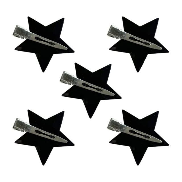 5pcs Black White Star Y2k Hair Clips Hair Accessories Hyperbole Harajuku Sweet Cool Pentagram Hair Pins for Women Egirl Jewelry