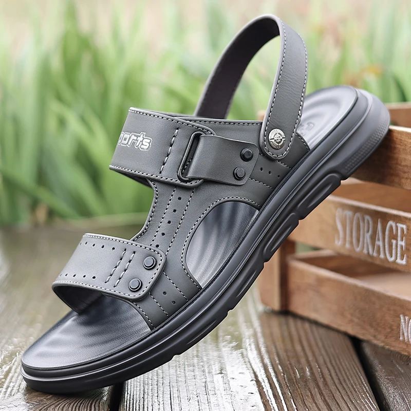 Men's Adjustable Strap Sandals with Breathable Perforated Design and Comfortable Sole for Casual Summer Wear